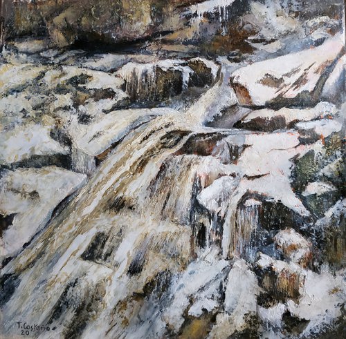 Waterfall with snow by TOMAS CASTAÑO