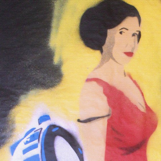 R2D2P (black on a box canvas).