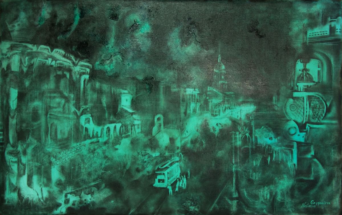 Surrealistic Oil Painting , Mysteries Of Bolshaya Vladimirskaya Street By Anastasiia Grygorieva, 59 X 37, Artwork For Sale On Artfinder
