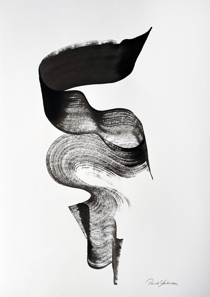 Expressive Abstract Ink Drawing By Randi Antonsen, 17 X 24", Concord Of Sound, Original Artwork