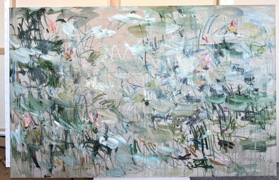 Summer pond. Water lilies