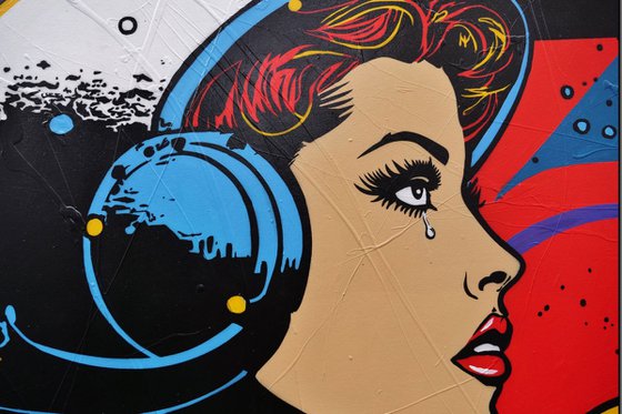 Stand and Deliver ...160cm x 100cm Space Cadet Textured Urban Pop Art Painting