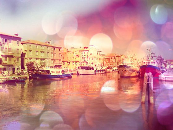 Venice sister town Chioggia in Italy - 60x80x4cm print on canvas 01063m3 READY to HANG