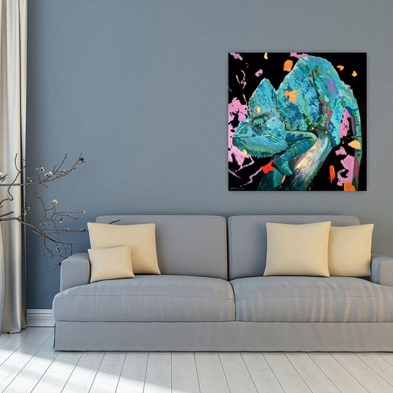 CHAMELEON | ORIGINAL PAINTING, OIL ON CANVAS