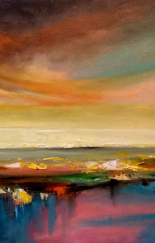 Morning lights, 24x16 in by Vishalandra Dakur