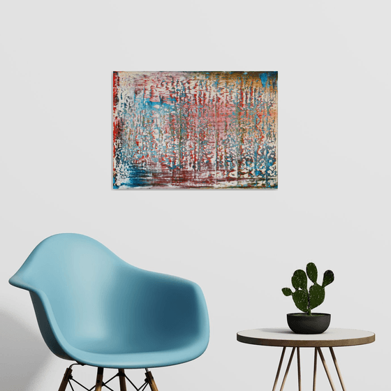 70x50 cm | 23.5 x 19.5″ Pink Blue Abstract Painting Original Canvas Art