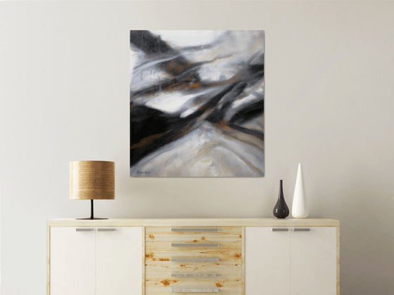 Minimalism, Black and White Painting, Rising Mists