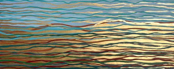 Wise Sea - 152 x 61 cm - metallic gold paint and acrylic on canvas