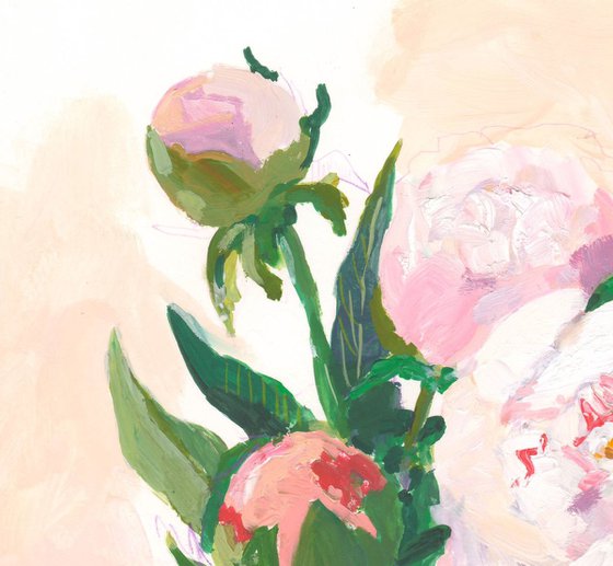 Bouquet of peonies. Gouache study