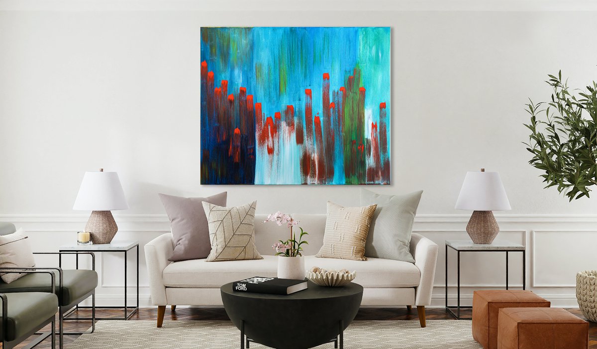 Lost in the CIty Lights | 120x100x4cm | Acrylic painting 2022 by Cornelia Petrea - Abstract Art