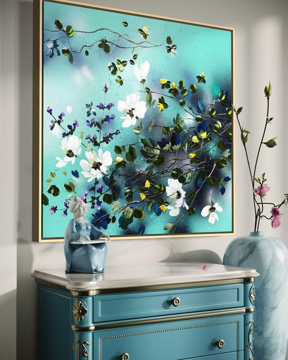 Golden Buds in Turquoise Air