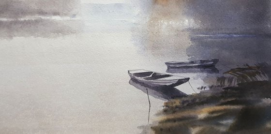 "Two boats in the morning mist" SPECIAL PRICE!!!