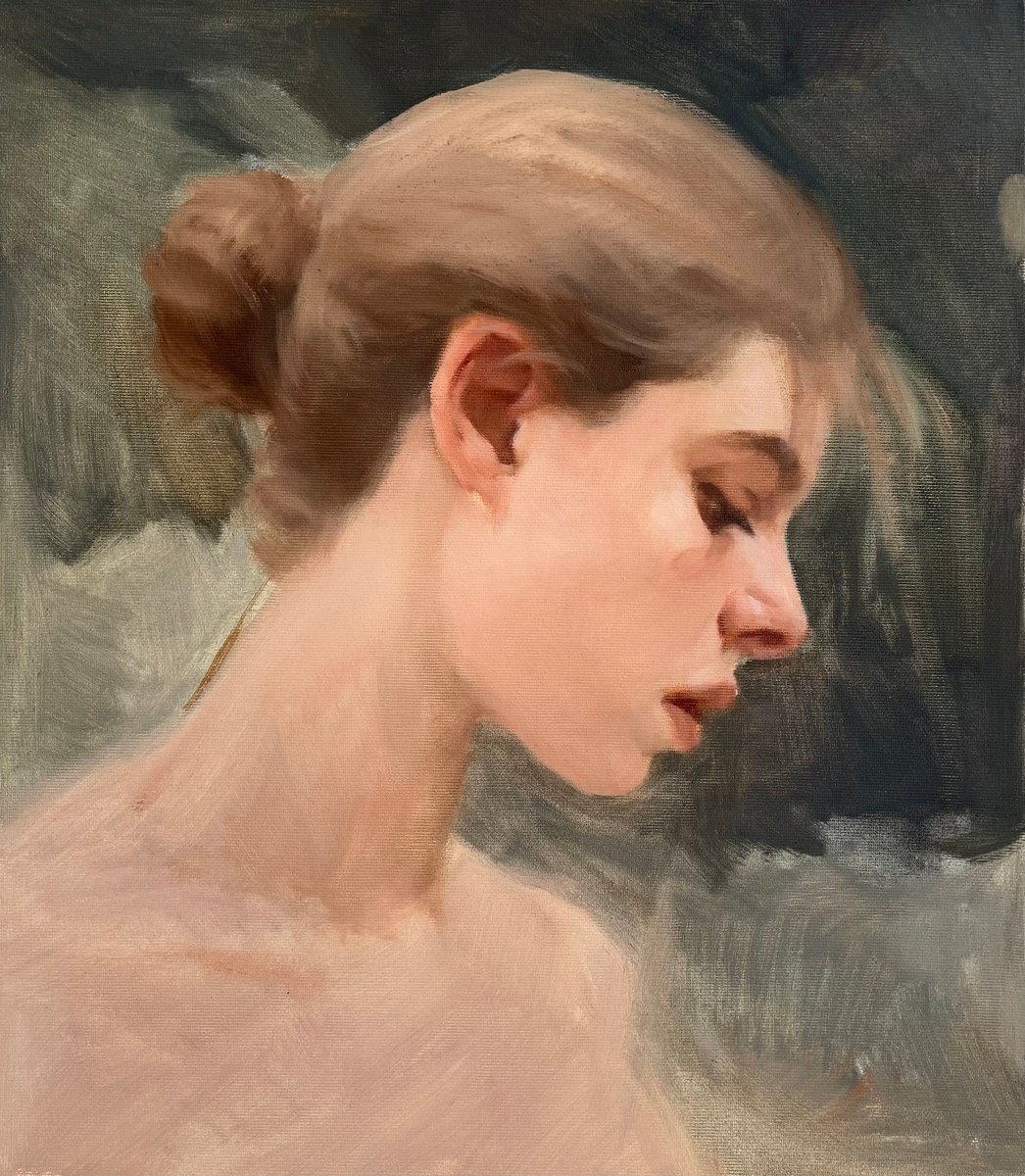 Impressionistic Portrait Oil Painting By Denys Kovalyk, 20 X 22, No Title, Original Artwork