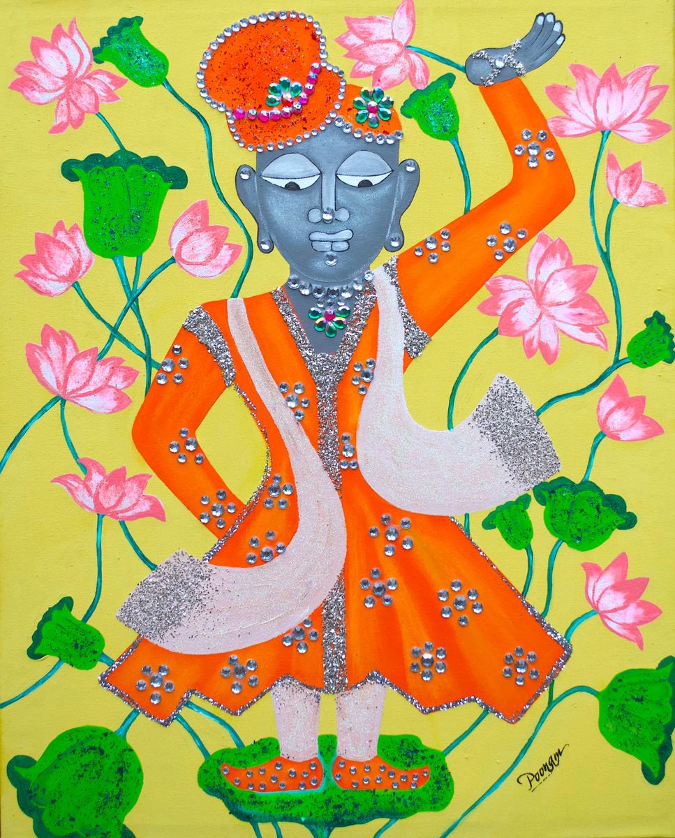 Lord Shrinathji (form of Lord Krishna) Pichwai Art by Poovi Art Gallery