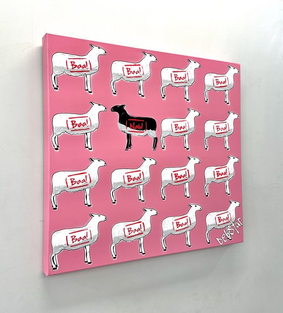 The Black Sheep - Pink 61cm x 61cm