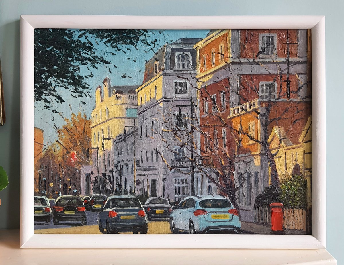 Impressionistic Cityscapes Oil Painting By Roberto Ponte, 17 X 13", Lyall Street From Eaton Square, Original Artwork