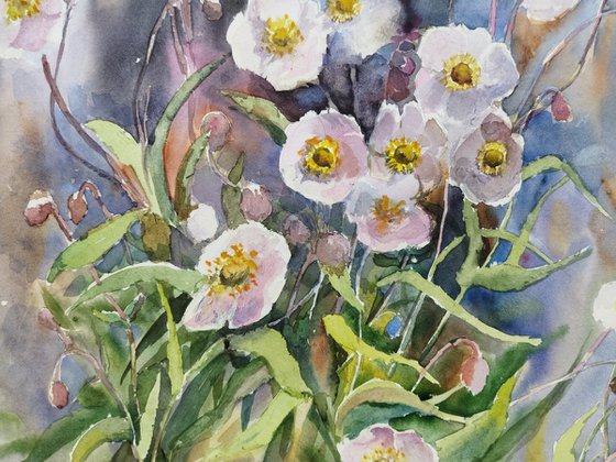 Anemones watercolor painting