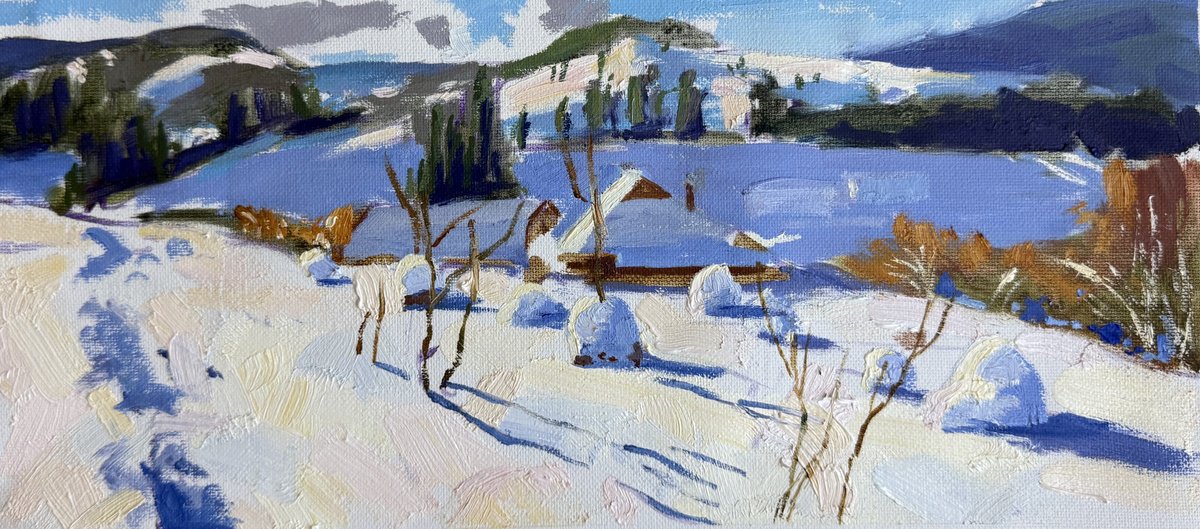 Winter Landscape By Kate Sosonna, 14 X 6, Artwork For Sale On Artfinder