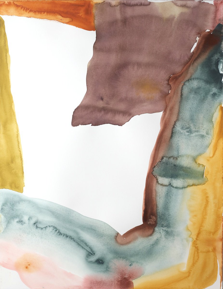 Organic Abstract Watercolour By Melissa Mcgill, 22 X 30", Good Friends, Original Artwork