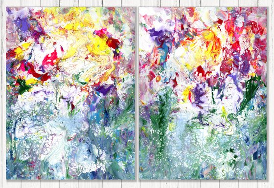 Magic Flowers - diptych - 2 paintings