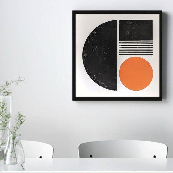 Original Block Print | 50x50cm | Abstract Original Print | Mid-Century art