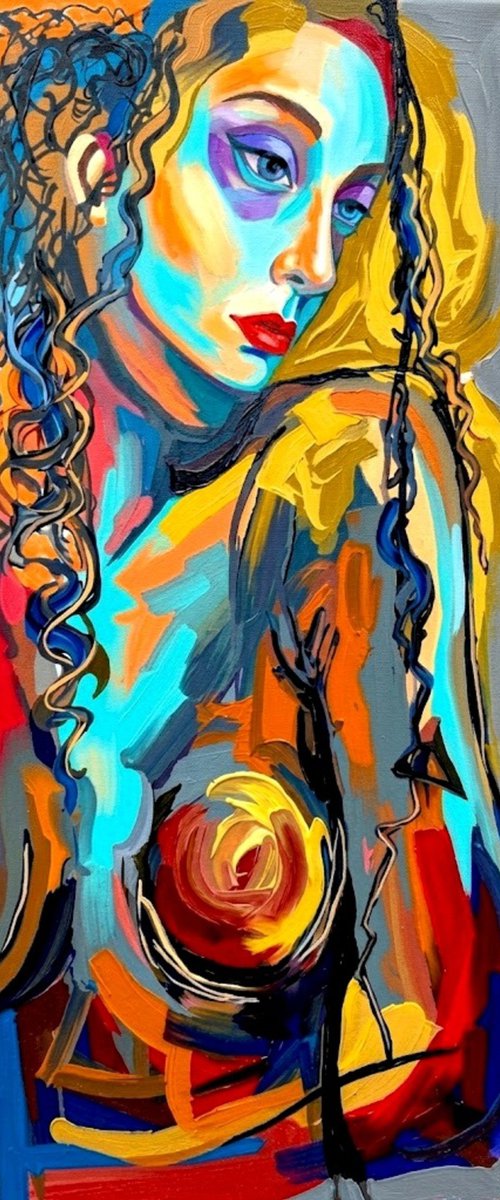 "Turbulent Grace" - Abstract Female Portrait by Helena Wierzbicki