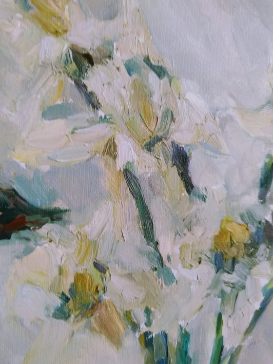 Daffodils. Original oil painting.