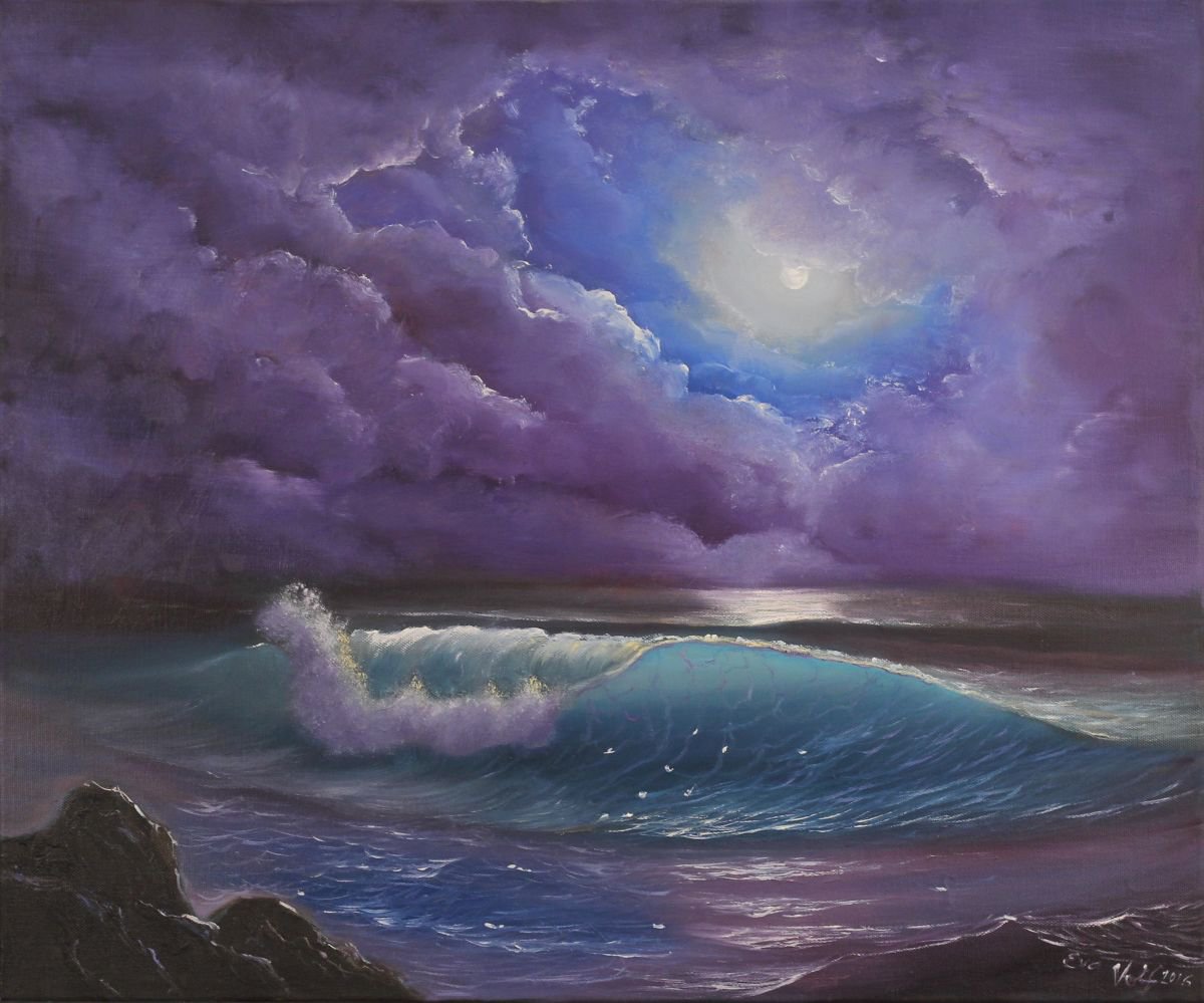 The Color Of The Night Ocean Wave Painting Seascape Oil Painting On   9c57d888f91b4b98a471ee3dfba887f0 