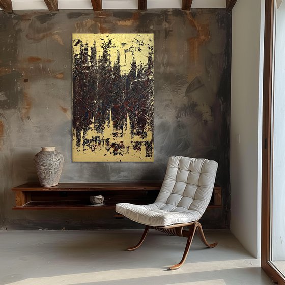 Greengold on grey 70x110x2 cm