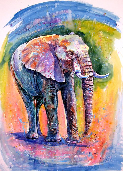 Elephant by the water by Kovács Anna Brigitta