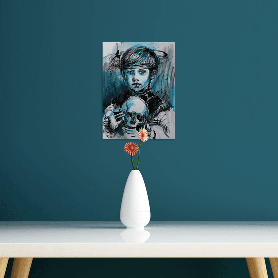 Blue Boy with Skull