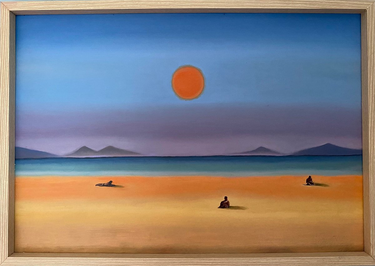 Surrealistic Landscape Painting By Stefano Pallara, 20 X 14", Tarifa, Original Artwork