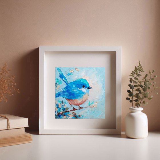 Blue Bird Painting Miniature Artwork