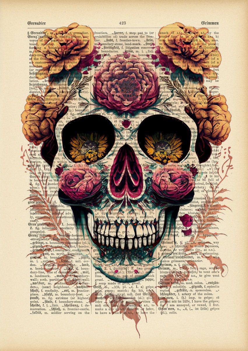 Flower Crowned Skull by Jakub DK - JAKUB D KRZEWNIAK