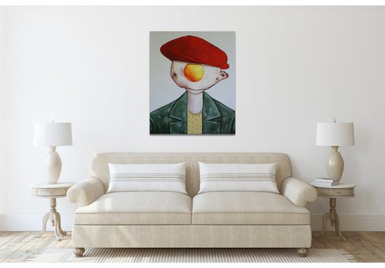 Egg boy in red hat