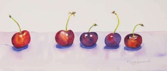 Cherries in a line