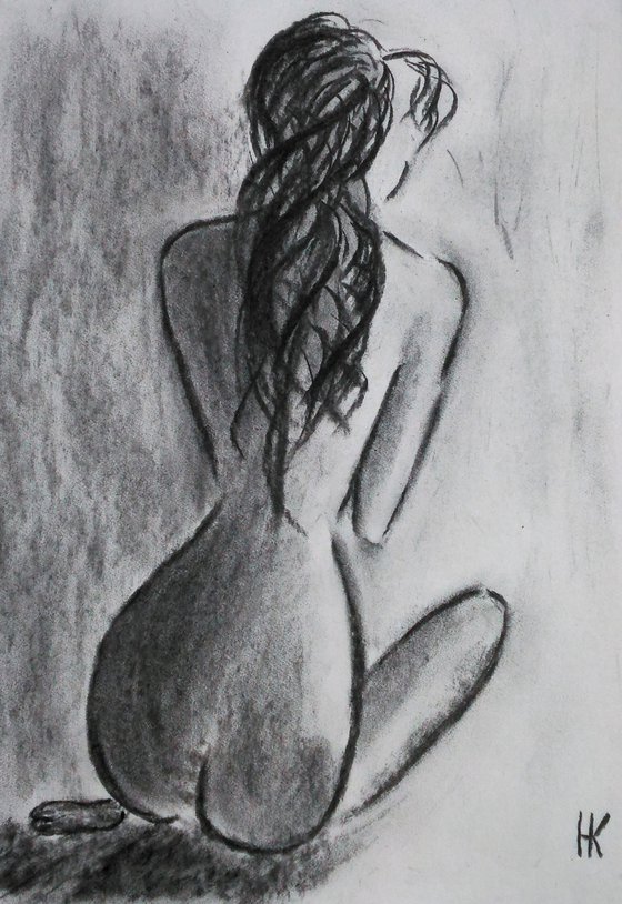 Female Nude Charcoal Art