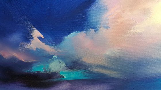 Blue Ocean - abstract oil painting, large original artwork