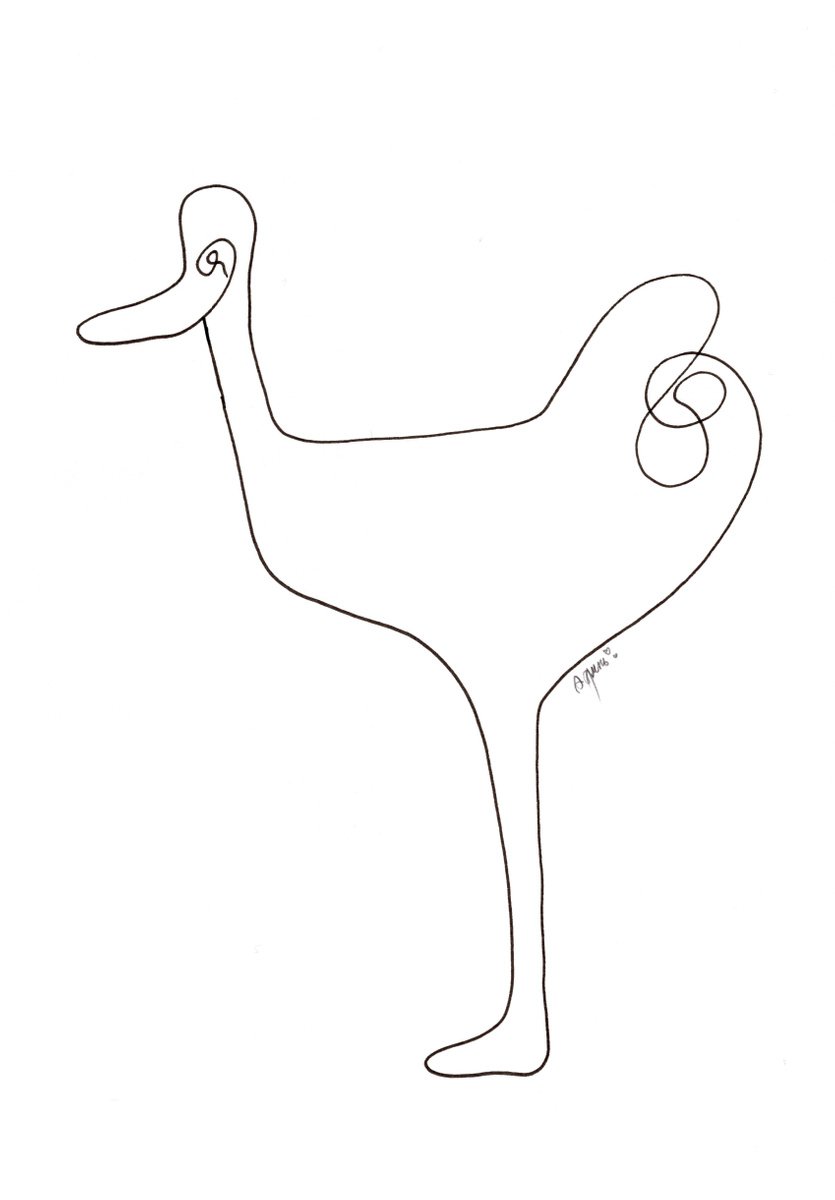 Ostrich No.1 - original line drawing by Alona Hryn