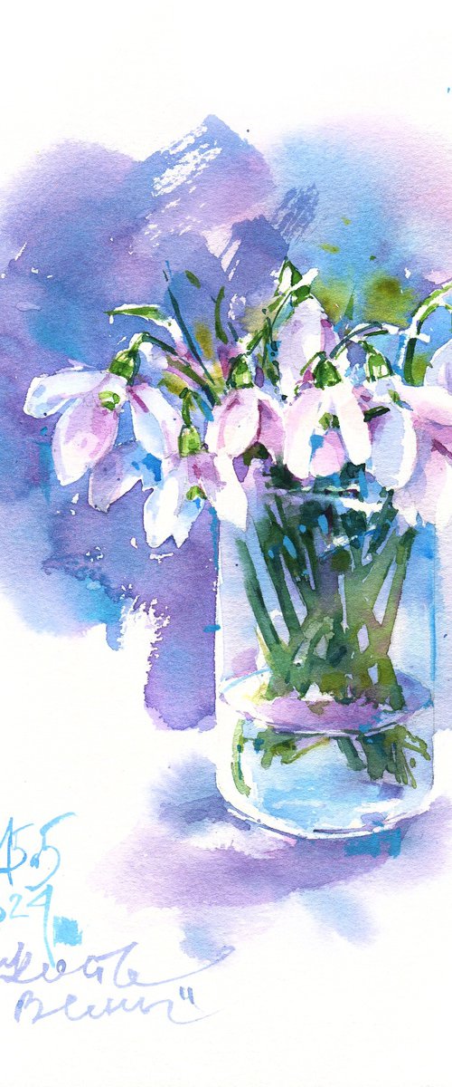 "Snowdrops" - watercolor sketch by Ksenia Selianko