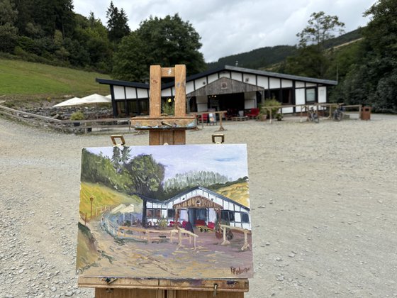 Cafe by the hill. PleinAir