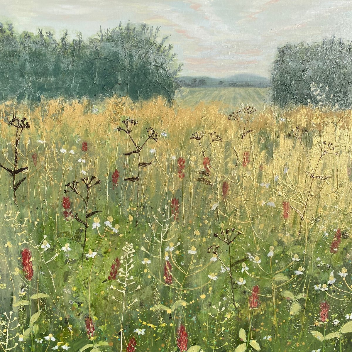 Impressionistic Landscape Acrylic Painting By Elizabeth Westcott, 36 X 36, Blow Me A Kiss, Original Artwork