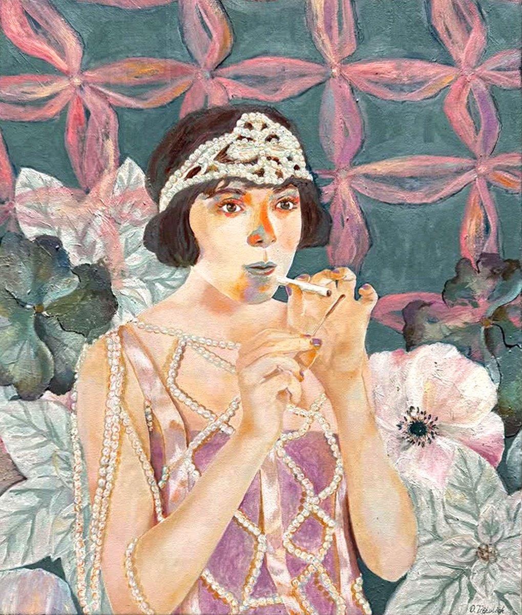 Expressive Portrait Oil Painting By Olha Trykolich, 20 X 24", She Was Never Bored, Original Artwork