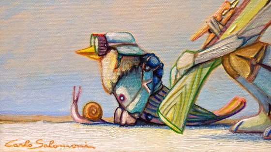 PINOCCHIO AND THE WOODEN RIFLE - ( 25 x 30 cm )