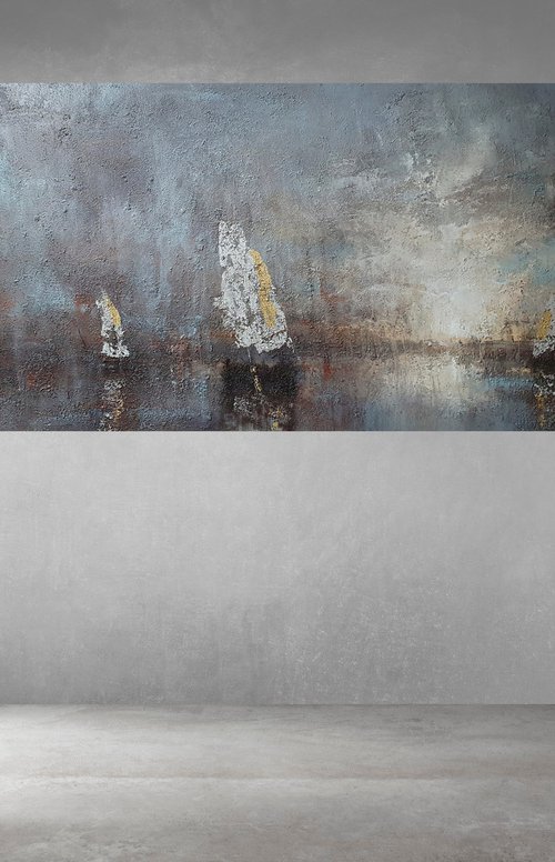 " Harbor of destroyed dreams - You were made for remember Me " W 150 x H 60 cm by Ivan  Grozdanovski