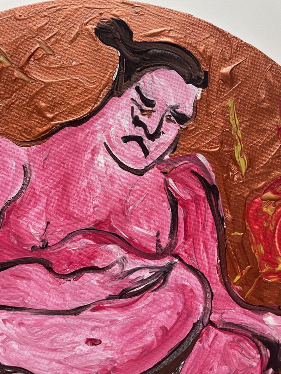 Diptych sumo wrestlers who want to eat the sun