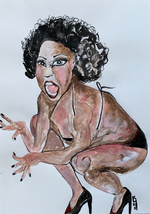 Black Woman Portrait, Fun Art, One-of-a-kind Gift Ideas, Original Artwork, Valentines Gift Ideas, Paintings on Paper, Framed Artwork, Black Queen Art, Beautiful Black Art Images,  Black Love Art by Kumi Muttu