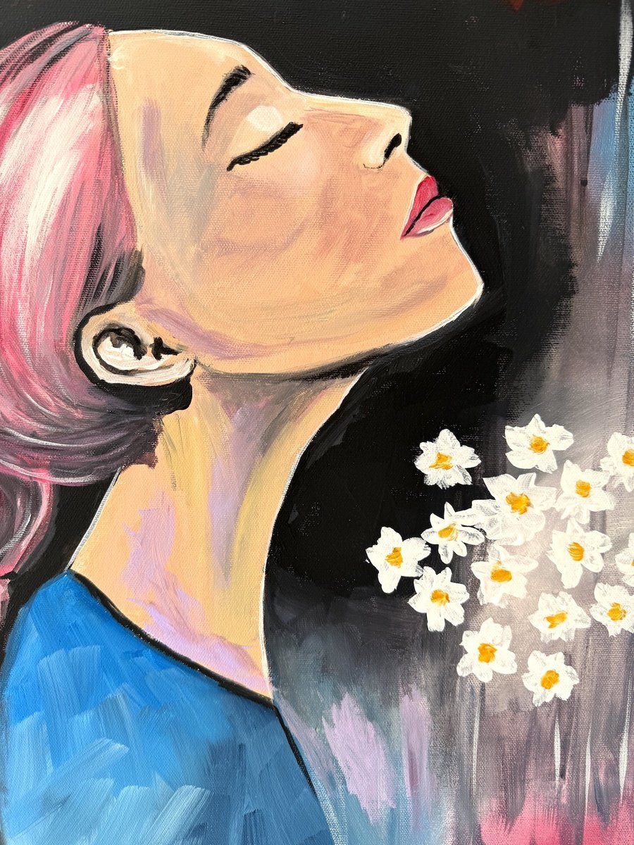 Impressionistic Portrait Acrylic Painting By Aisha Haider, 20 X 30, Aura, Original Artwork