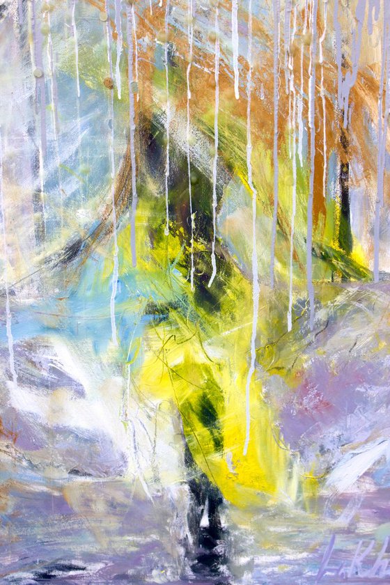 Abstract in yellow dress