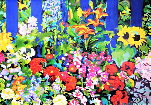 Summer Garden / 100 x 70 cm , large format painting on paper by Alexandra Djokic